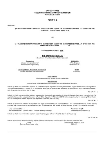 Thumbnail The Eastern Company 10-Q Quarterly Report FY2016 