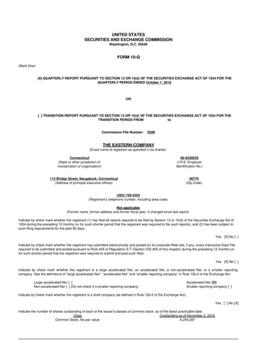 Thumbnail The Eastern Company 10-Q Quarterly Report FY2016 