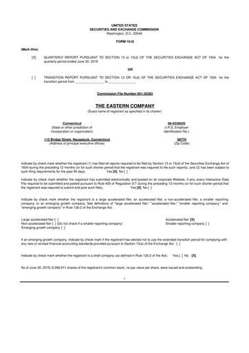 Thumbnail The Eastern Company 10-Q Quarterly Report FY2018 