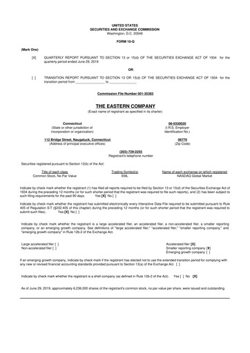 Thumbnail The Eastern Company 10-Q Quarterly Report FY2019 