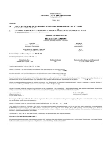 Thumbnail The Eastern Company 10-K Annual Report 2019
