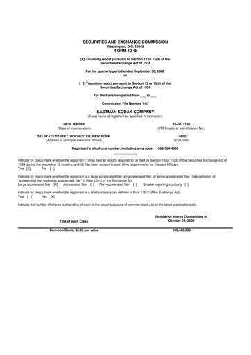Thumbnail Eastman Kodak Company 10-Q Quarterly Report FY 