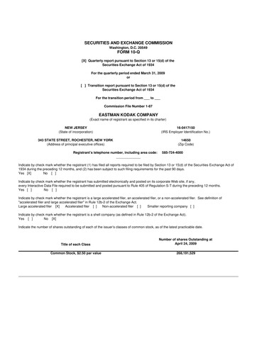 Thumbnail Eastman Kodak Company 10-Q Quarterly Report FY 