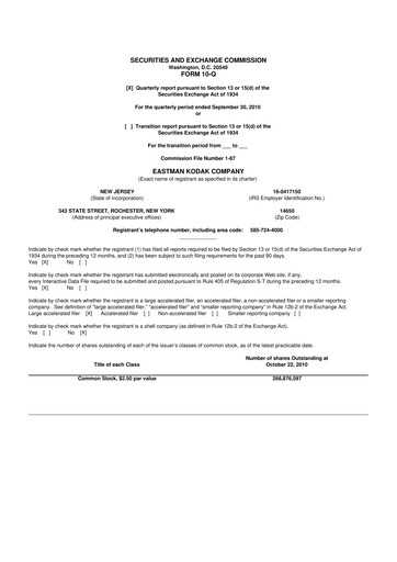 Thumbnail Eastman Kodak Company 10-Q Quarterly Report FY2010 