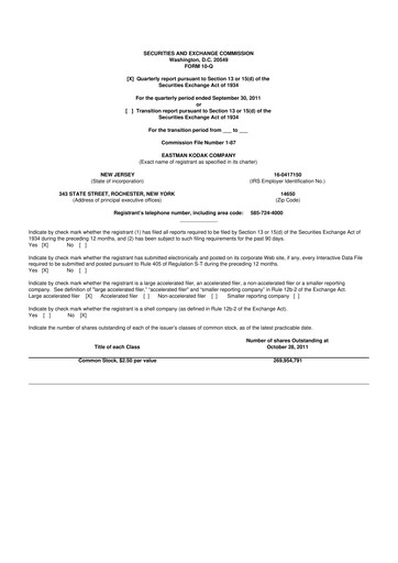 Thumbnail Eastman Kodak Company 10-Q Quarterly Report FY2011 