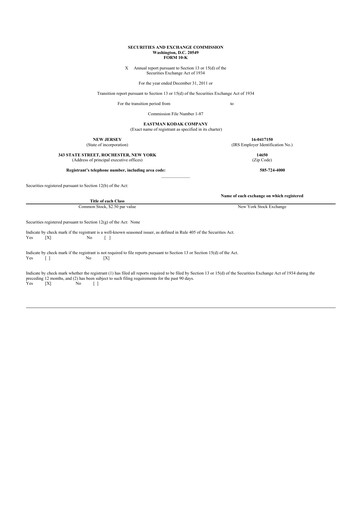 Thumbnail Eastman Kodak Company 10-K Annual Report 2011