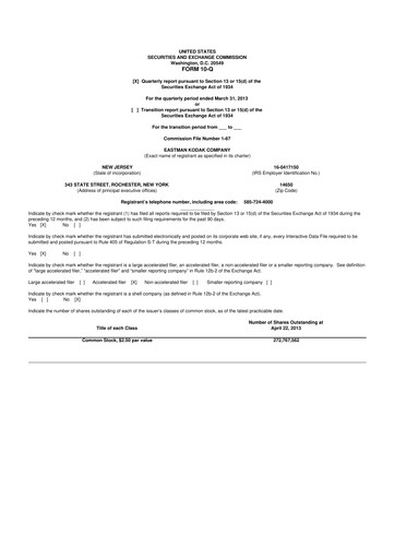 Thumbnail Eastman Kodak Company 10-Q Quarterly Report FY2013 