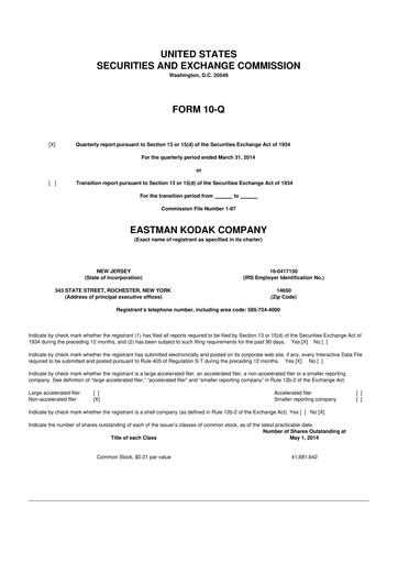 Thumbnail Eastman Kodak Company 10-Q Quarterly Report FY2014 