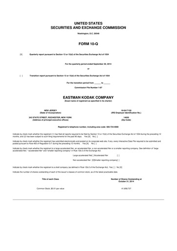 Thumbnail Eastman Kodak Company 10-Q Quarterly Report FY2014 