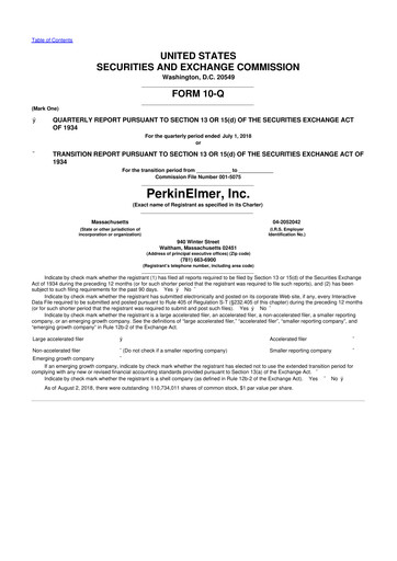 Thumbnail Revvity 10-Q Quarterly Report FY2018 