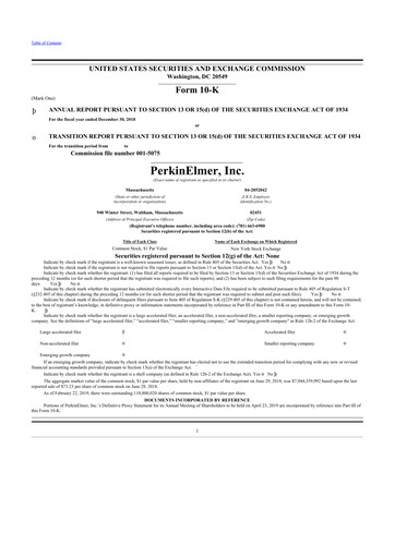 Thumbnail Revvity 10-K Annual Report 2018