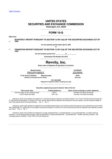 Miniature Revvity 10-Q Rapport trimestriel  