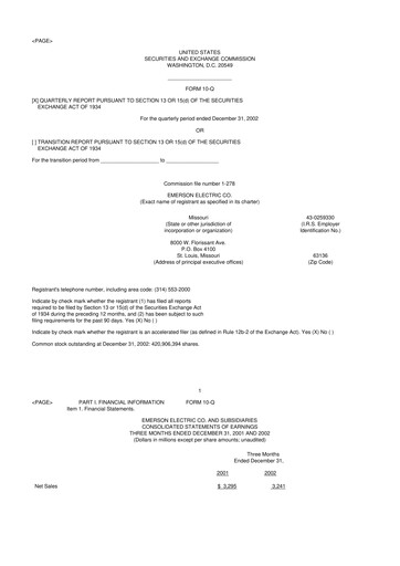 Thumbnail Emerson 10-Q Quarterly Report FY 