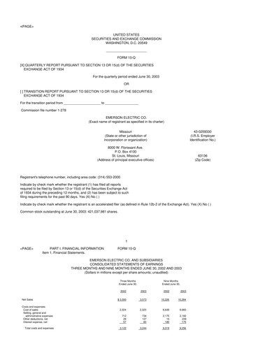 Thumbnail Emerson 10-Q Quarterly Report FY 