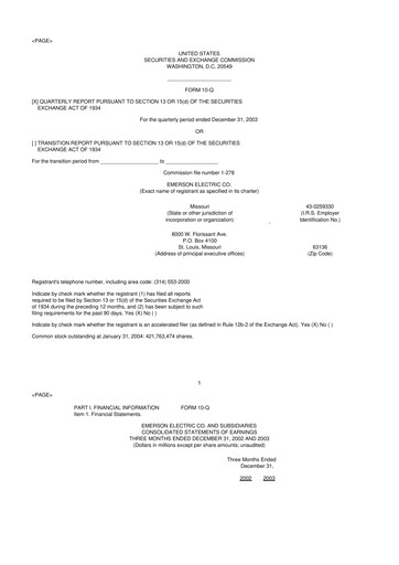Thumbnail Emerson 10-Q Quarterly Report FY 