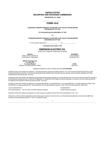 Thumbnail Emerson 10-Q Quarterly Report FY2012 