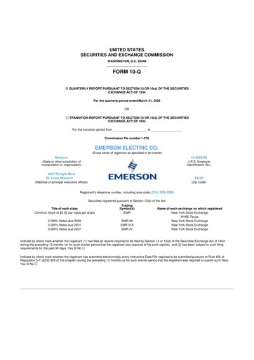 Thumbnail Emerson 10-Q Quarterly Report FY 