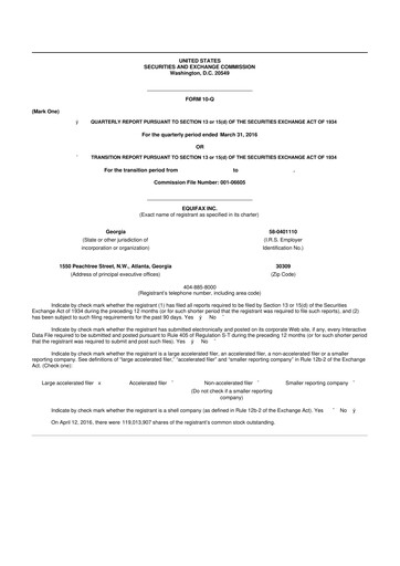 Vorschaubild Equifax 10-Q Quartalsbericht 2016 