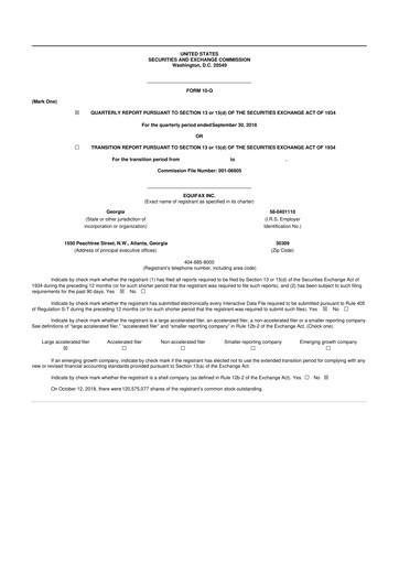 Vorschaubild Equifax 10-Q Quartalsbericht 2018 