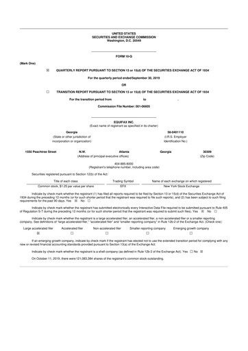 Vorschaubild Equifax 10-Q Quartalsbericht 2019 