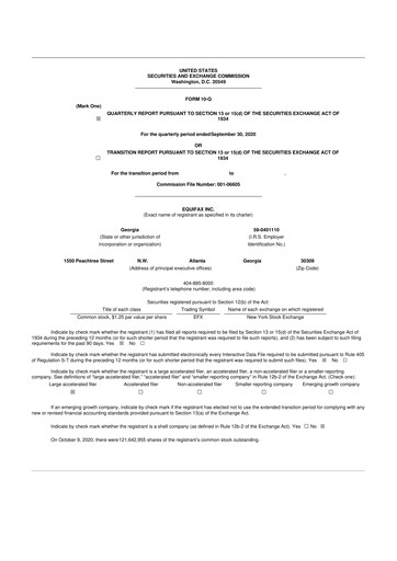 Vorschaubild Equifax 10-Q Quartalsbericht 2020 