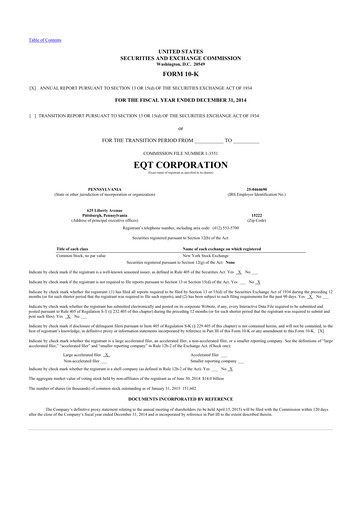 Thumbnail EQT Corporation
 10-K Annual Report 2014