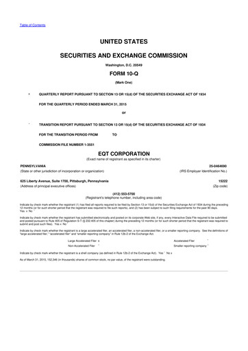 Vorschaubild EQT Corporation
 10-Q Quartalsbericht 2015 