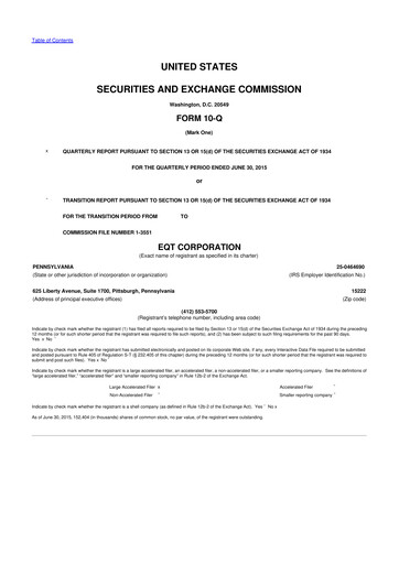 Vorschaubild EQT Corporation
 10-Q Quartalsbericht 2015 