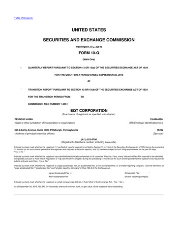 Vorschaubild EQT Corporation
 10-Q Quartalsbericht 2015 