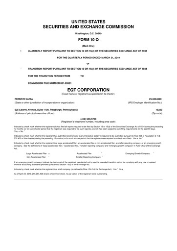 Vorschaubild EQT Corporation
 10-Q Quartalsbericht 2019 