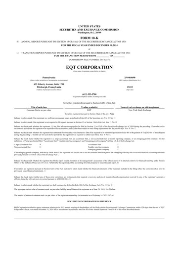 Thumbnail EQT Corporation
 10-K Annual Report 2024