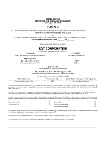 Thumbnail EQT Corporation
 10-Q Quarterly Report FY2026 