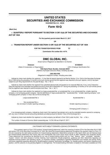 Miniature DMC Global 10-Q Rapport trimestriel 2017 