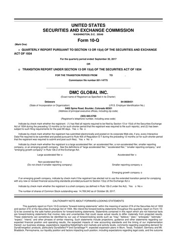 Miniature DMC Global 10-Q Rapport trimestriel 2017 