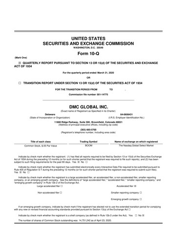 Miniature DMC Global 10-Q Rapport trimestriel 2020 