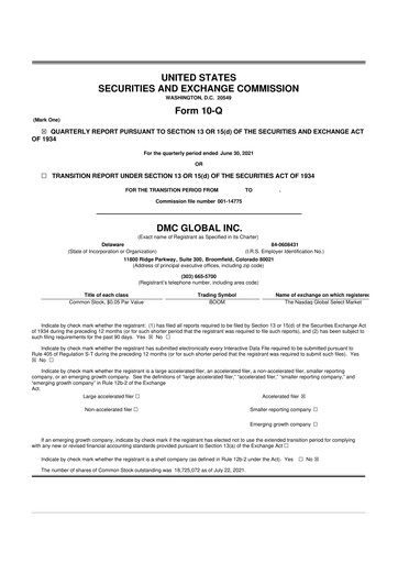 Miniature DMC Global 10-Q Rapport trimestriel 2021 