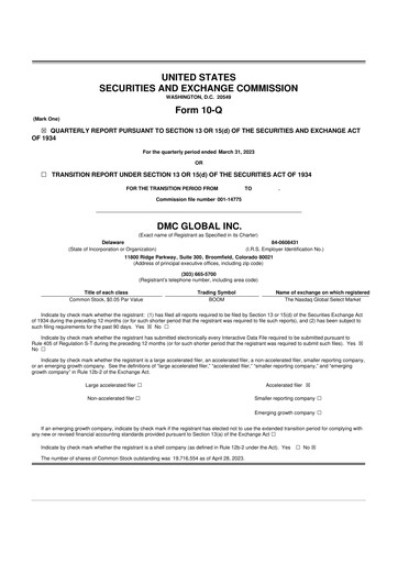 Miniature DMC Global 10-Q Rapport trimestriel 2023 