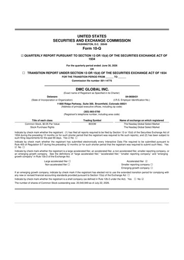 Miniature DMC Global 10-Q Rapport trimestriel 2026 