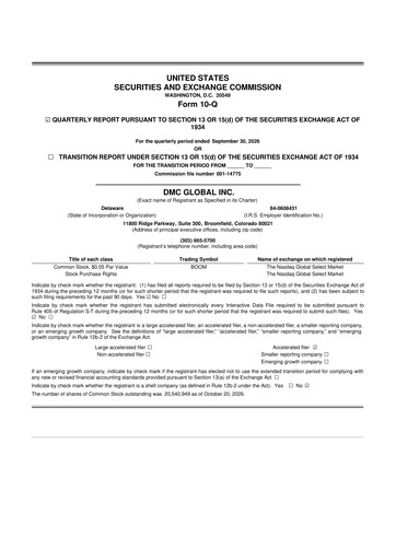Thumbnail DMC Global 10-Q Quarterly Report FY2026 Q3