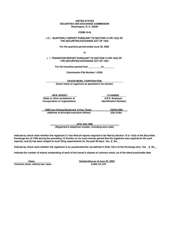 Thumbnail Exxon Mobil 10-Q Quarterly Report FY 