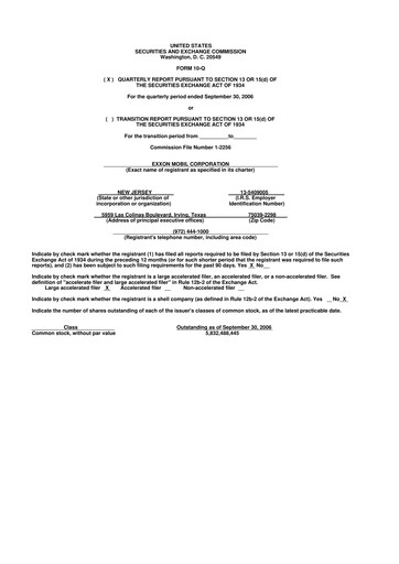 Thumbnail Exxon Mobil 10-Q Quarterly Report FY 