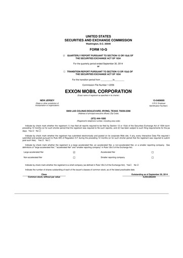 Thumbnail Exxon Mobil 10-Q Quarterly Report FY2014 