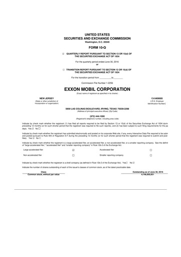 Thumbnail Exxon Mobil 10-Q Quarterly Report FY2016 