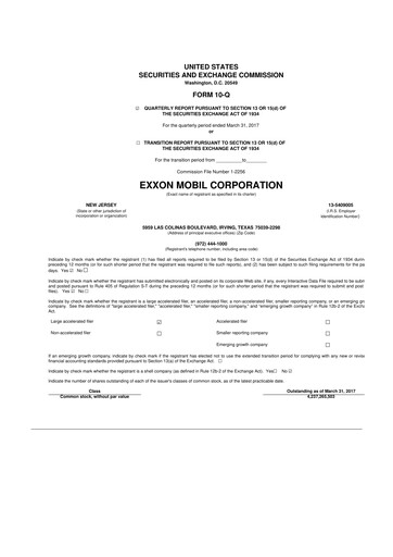 Thumbnail Exxon Mobil 10-Q Quarterly Report FY2017 