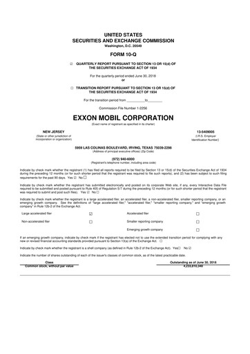 Thumbnail Exxon Mobil 10-Q Quarterly Report FY2018 