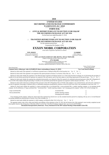 Thumbnail Exxon Mobil 10-K Annual Report 2018