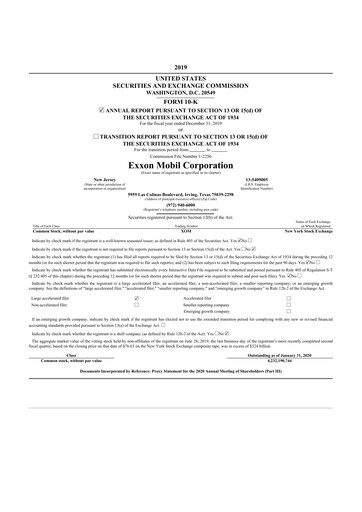 Thumbnail Exxon Mobil 10-K Annual Report 2019