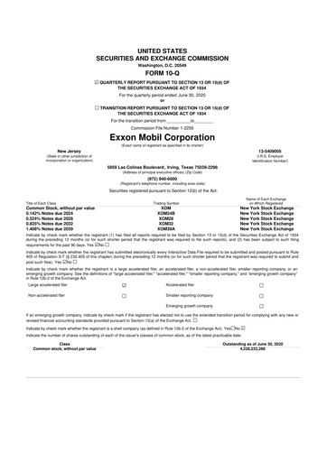Thumbnail Exxon Mobil 10-Q Quarterly Report FY2020 
