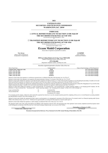 Thumbnail Exxon Mobil 10-K Annual Report 2021