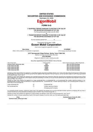 Thumbnail Exxon Mobil 10-Q Quarterly Report FY2023 